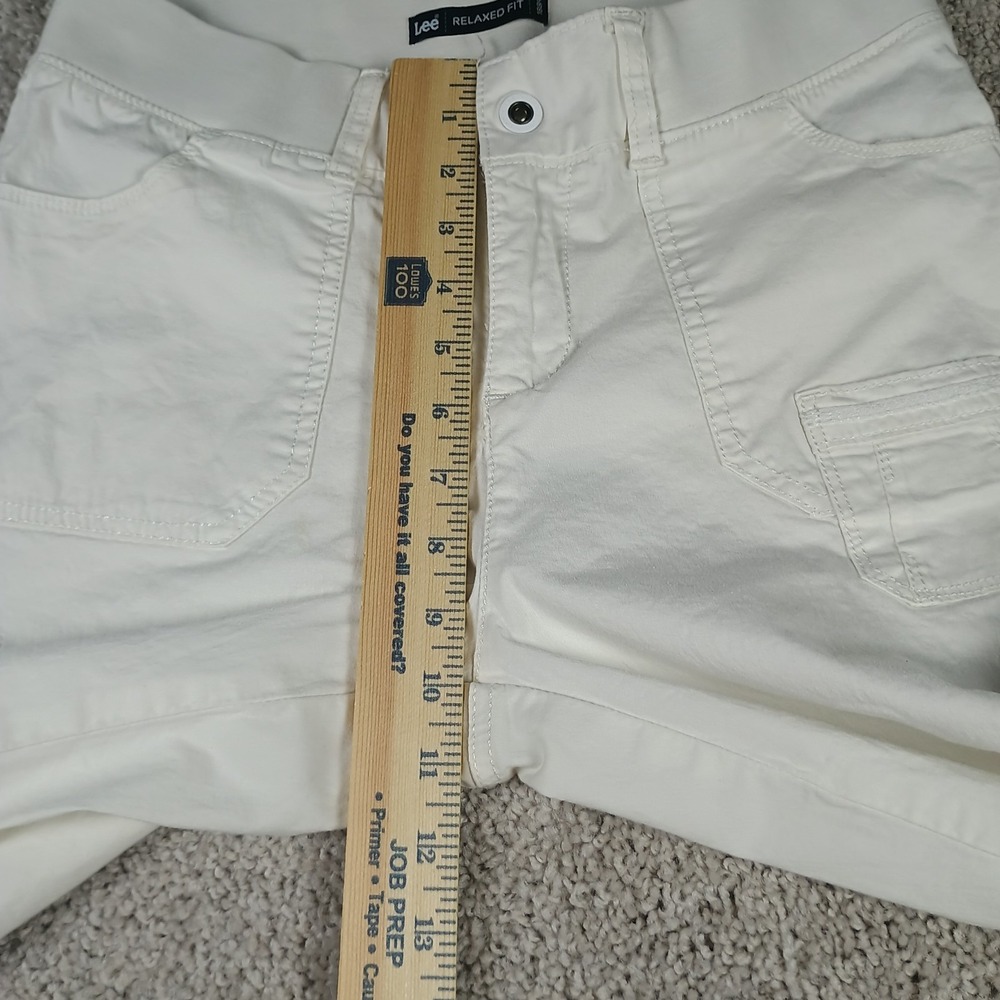 Lee Relaxed Fit White Capri Pants Womens Size 4 Stretch Casual Crop - Picture 7 of 9